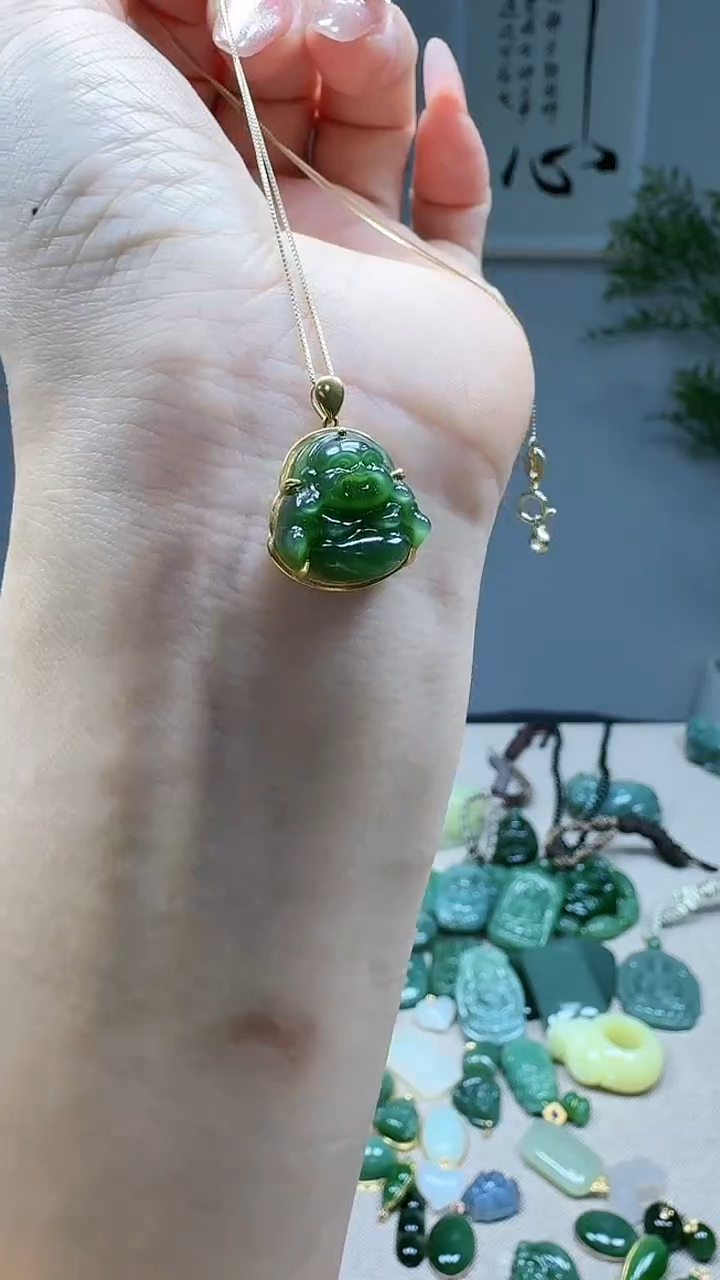 吊坠(不含链)18K金镶嵌和田玉1