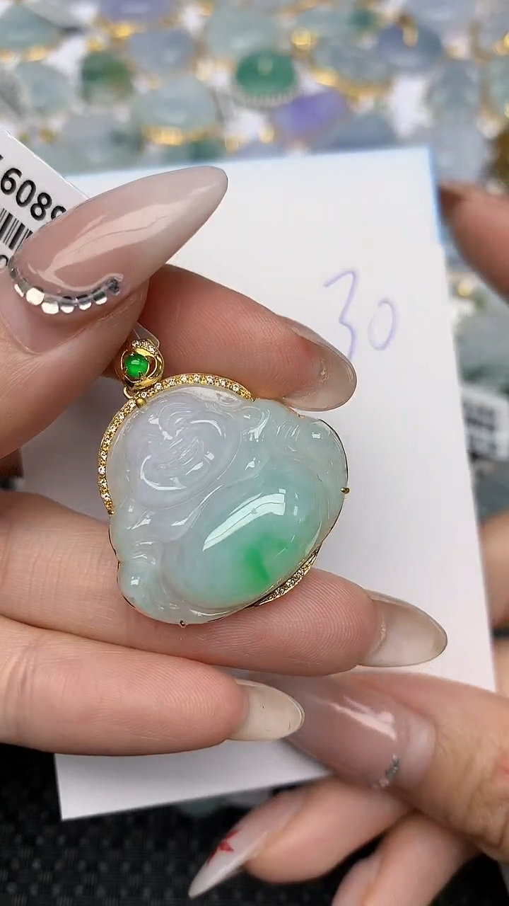 【闪购商品】翡翠颈饰18K金镶嵌天然翡翠A货