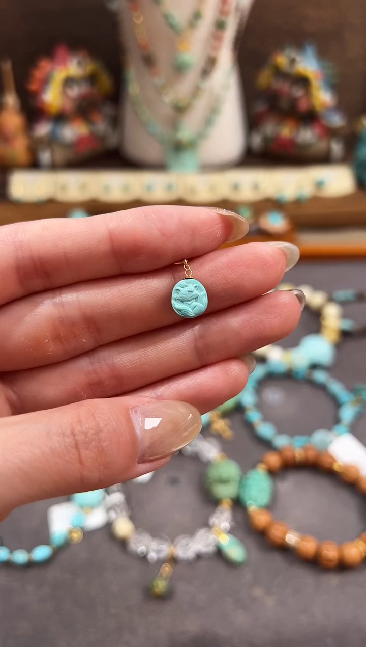 绿松石18K金镶嵌提溜绿松石提溜