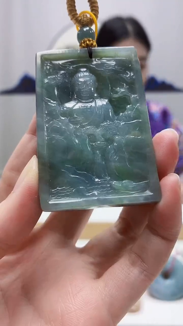 未镶嵌定制翡翠4812zm-毛货挂件佛观天下26