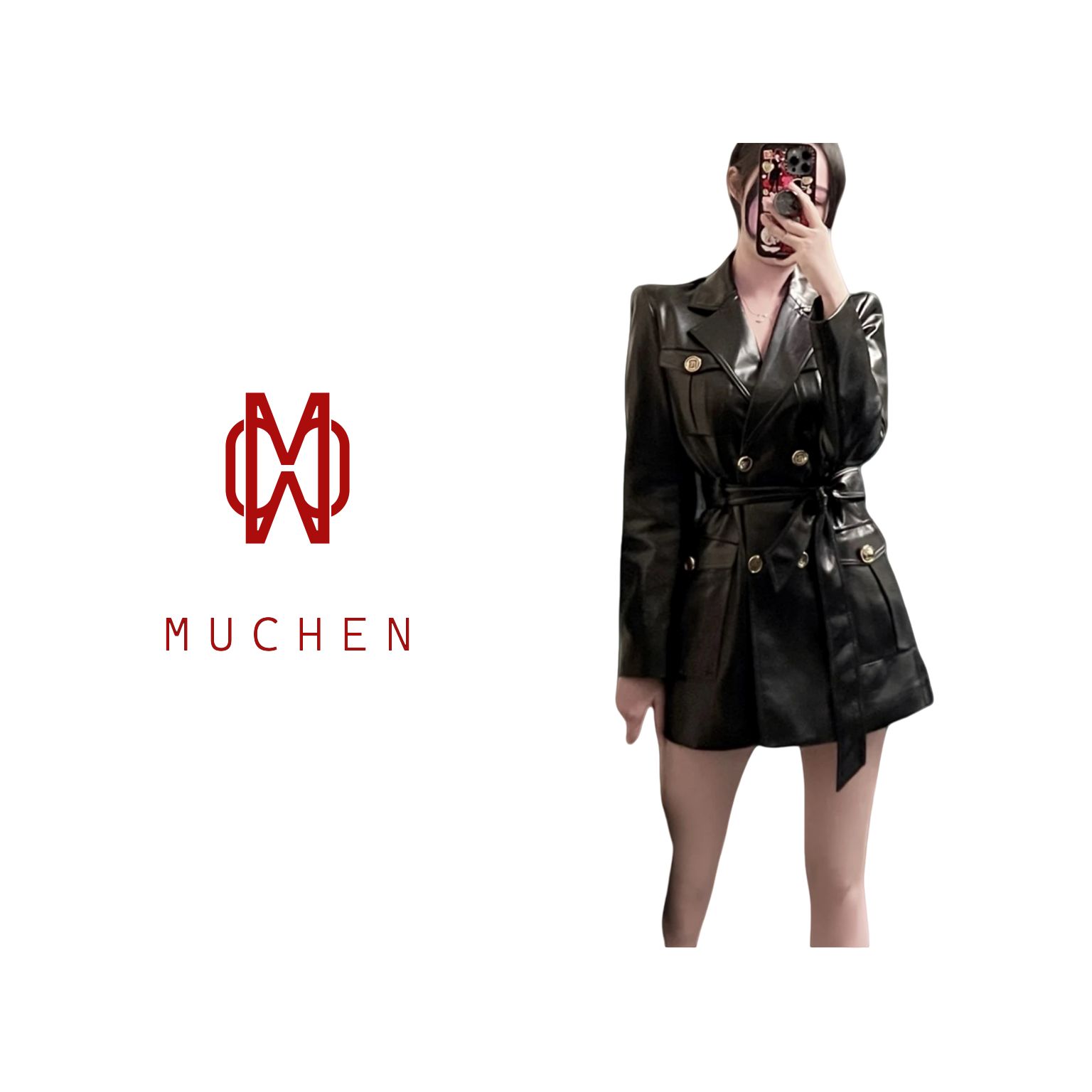 【MUCHEN】 2025年L摩登机车锋芒长款皮外套-9962