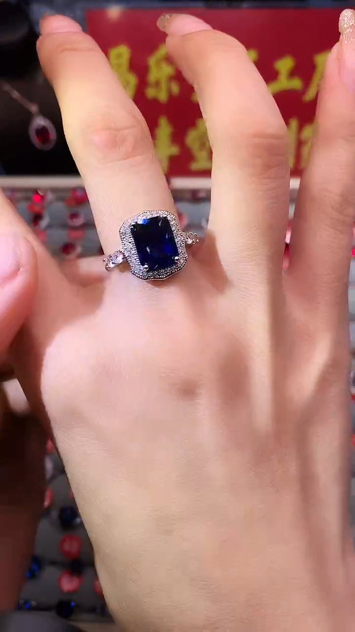 【闪购商品】蓝宝石戒指银S925镶嵌1111
