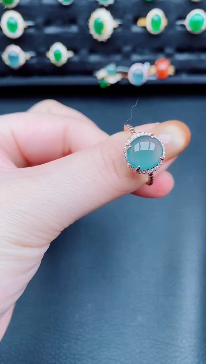 【闪购商品】翡翠戒指银S925镶嵌天然a货翡翠110