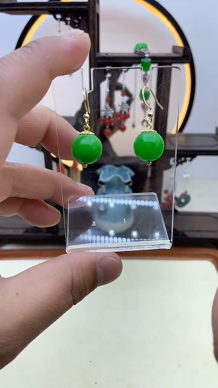 【闪购商品】翡翠耳饰14K金镶嵌07号