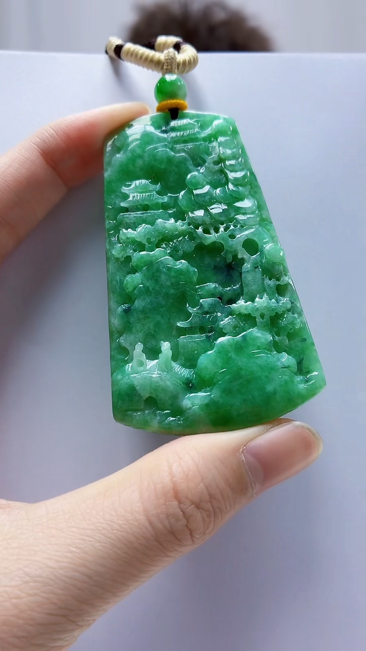 未镶嵌定制翡翠4688zm-毛货挂件山水12