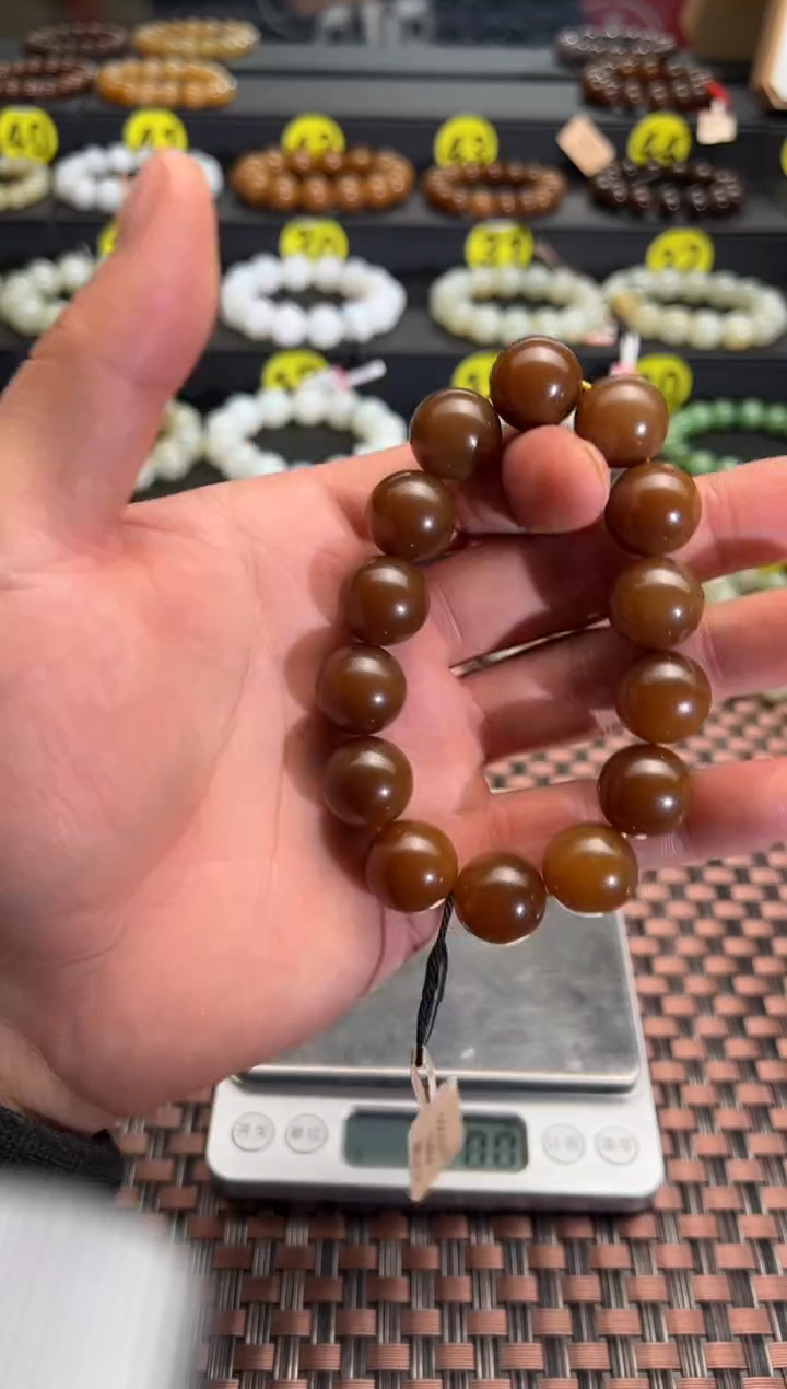 【闪购商品】和田玉手串未镶嵌且末料金山糖手串卡16