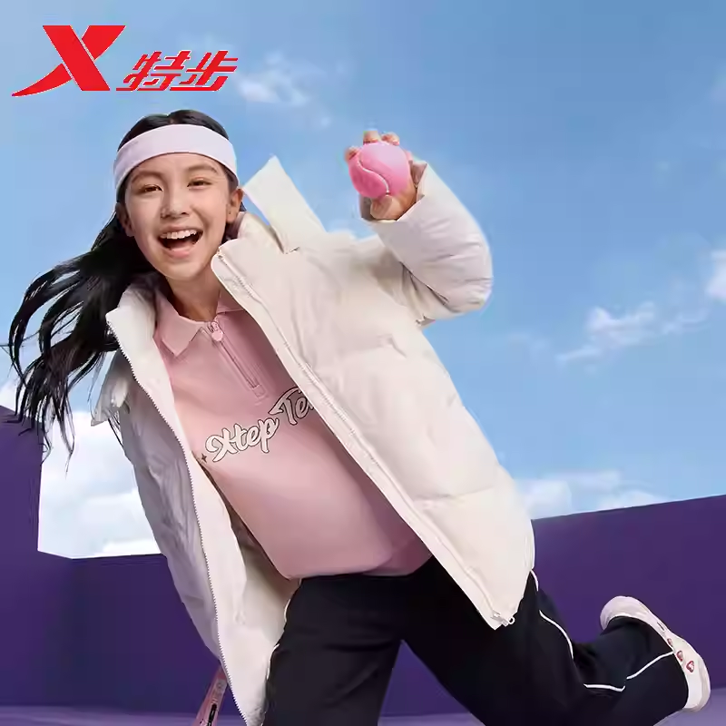 特步儿童2025冬季新款女大童宽松舒适防风保暖羽绒服675424194152