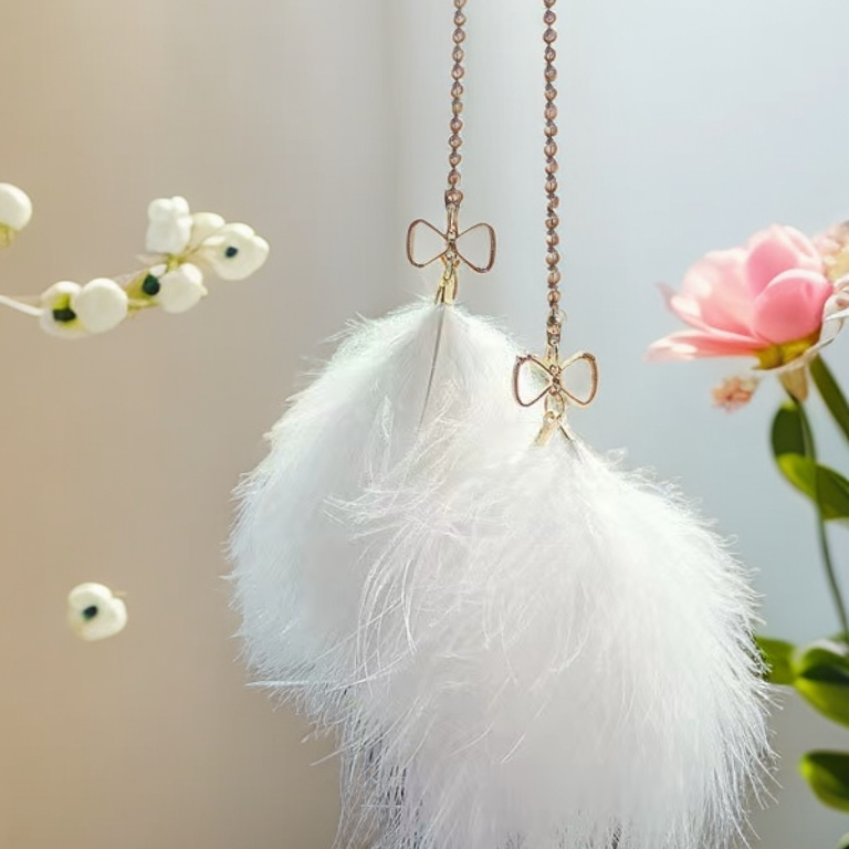女神后视镜羽毛百搭珠链汽车挂件