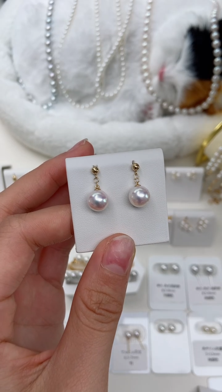 【闪购商品】海水珍珠耳饰18K金镶嵌8-8.5mm耳饰
