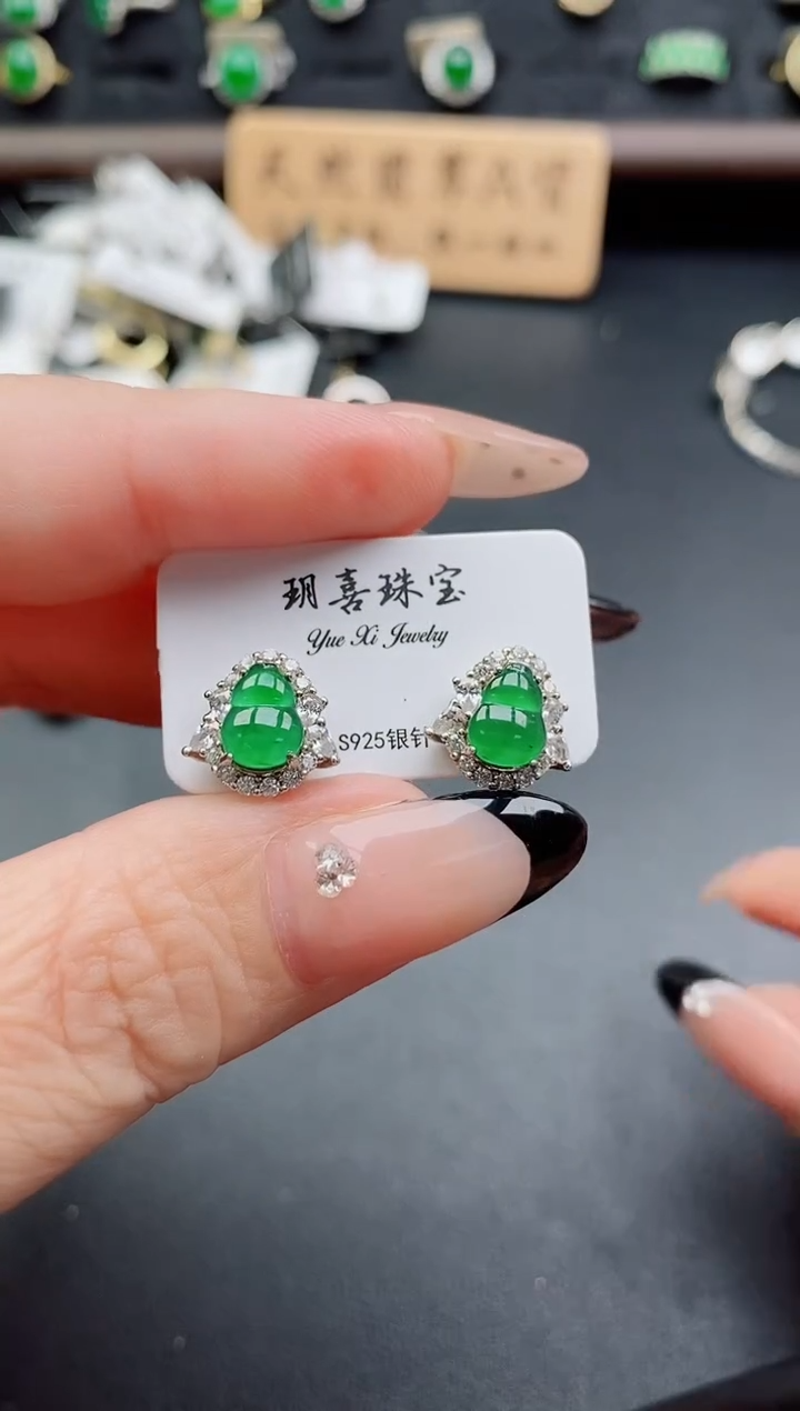 银S925镶嵌戒指翡翠1