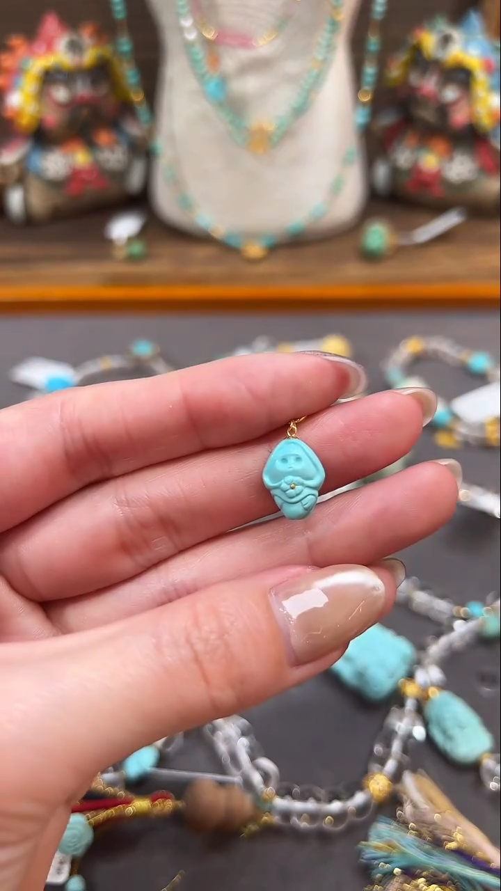 绿松石18K金镶嵌提溜绿松石提溜