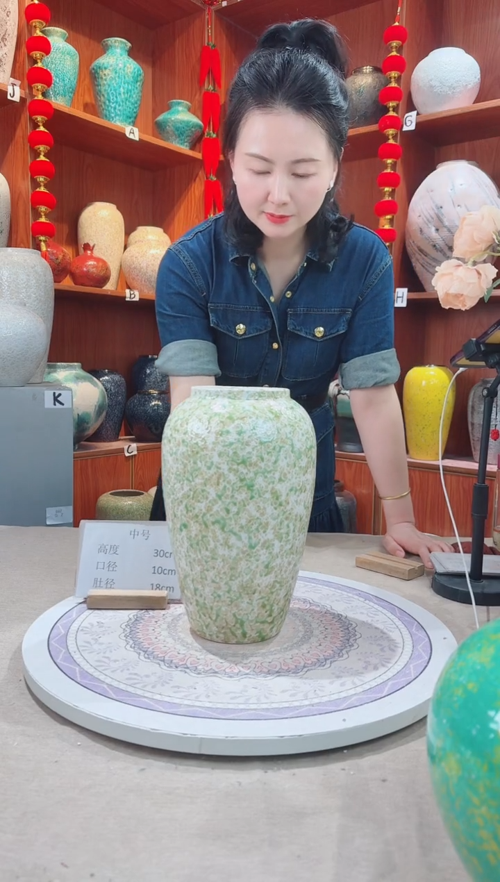 瓶陶瓷花瓶 无花   春意盎然中号 