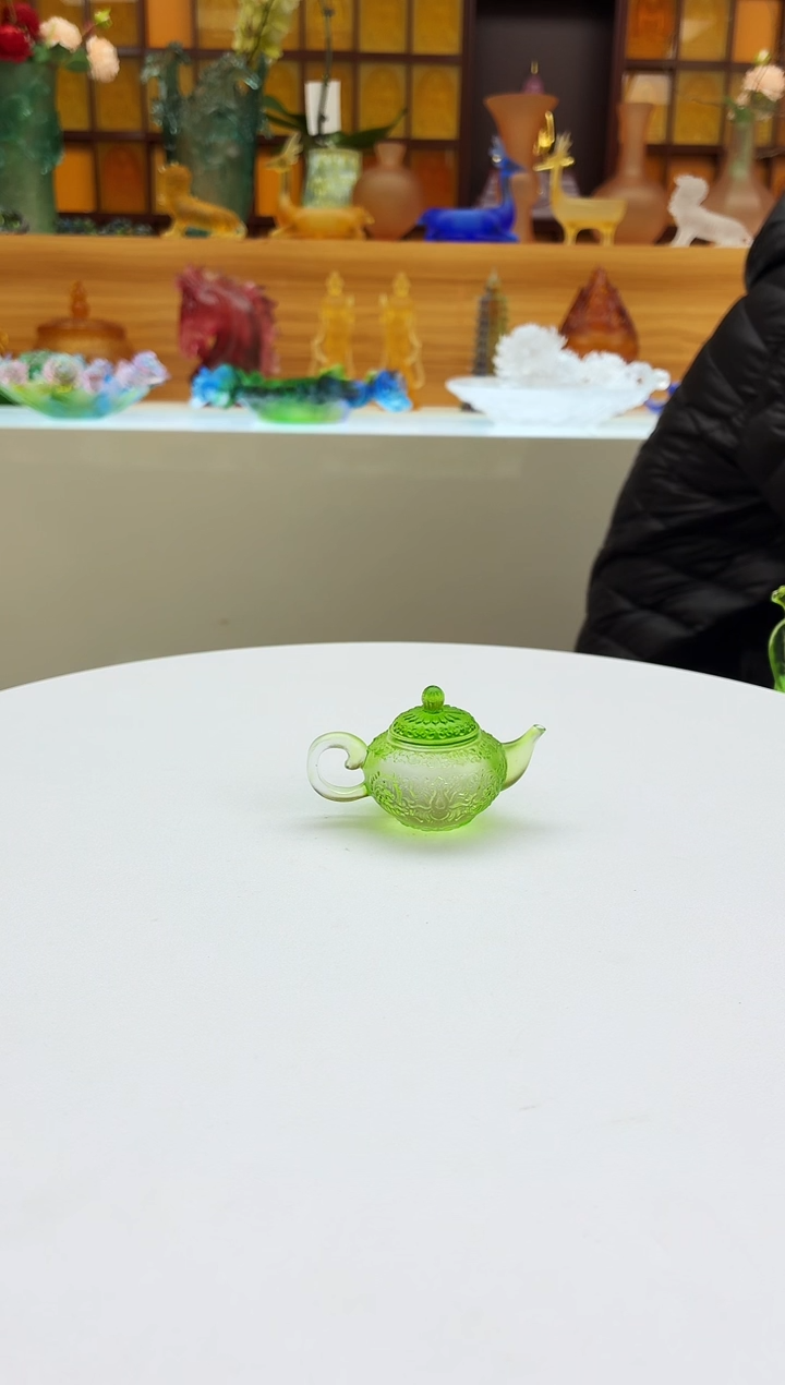 手工艺品琉璃如意壶绿色