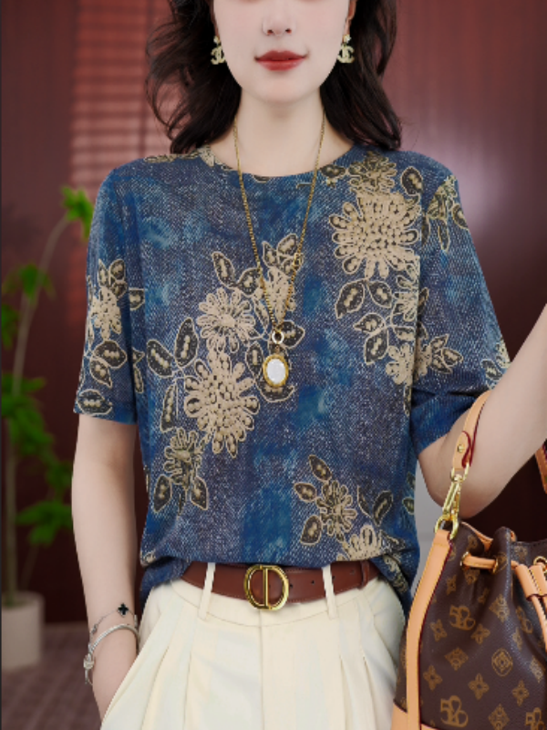 2025新款杭州原版T恤“隐云涧”宽松撞色夏薄短袖t时尚上衣打底女