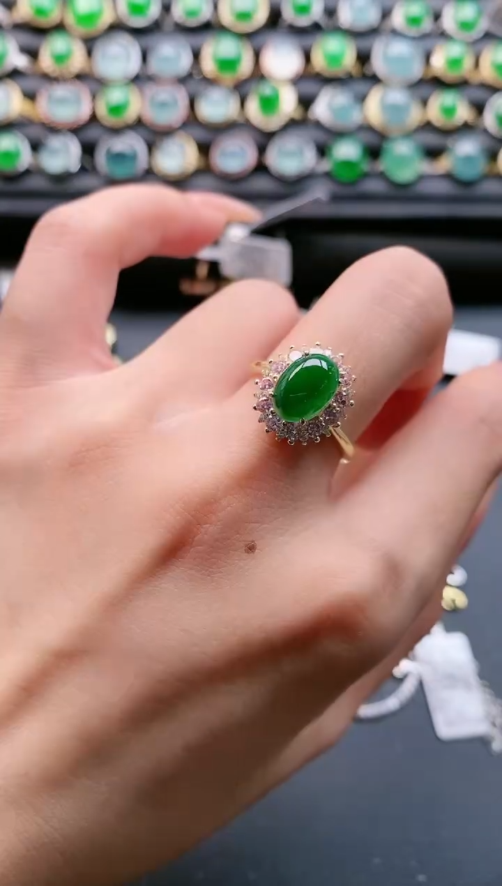 【闪购商品】翡翠戒指银S925镶嵌1111