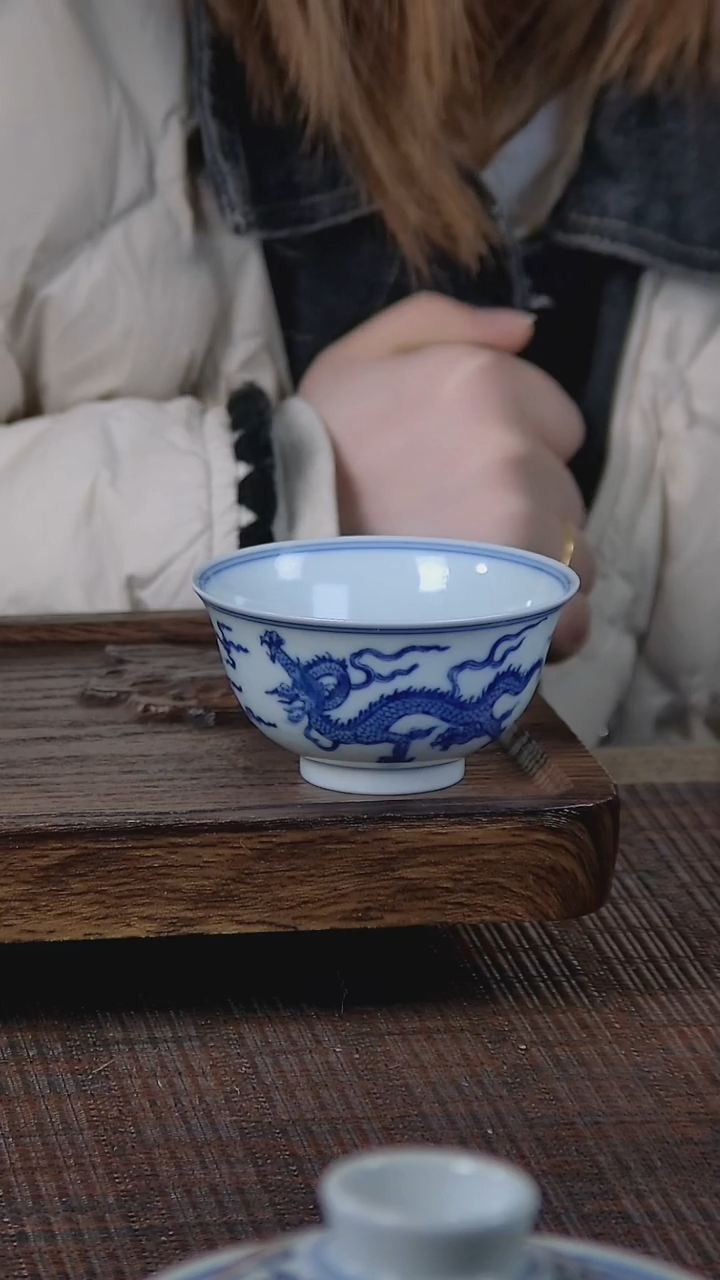 【闪购商品】折葵非器手工手绘双龙撇口杯