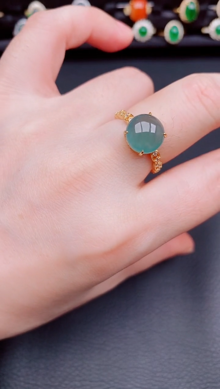 【闪购商品】翡翠戒指银S925镶嵌天然a货翡翠29