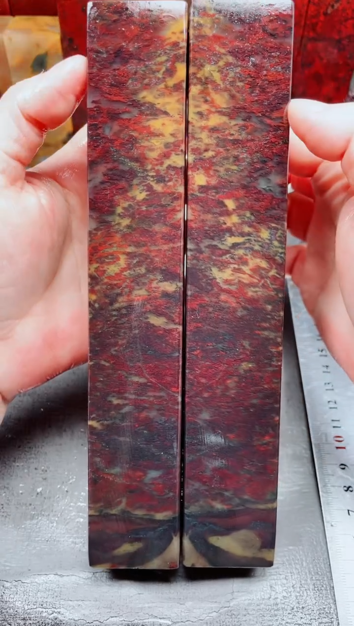 桂林鸡血玉素章对镇尺15