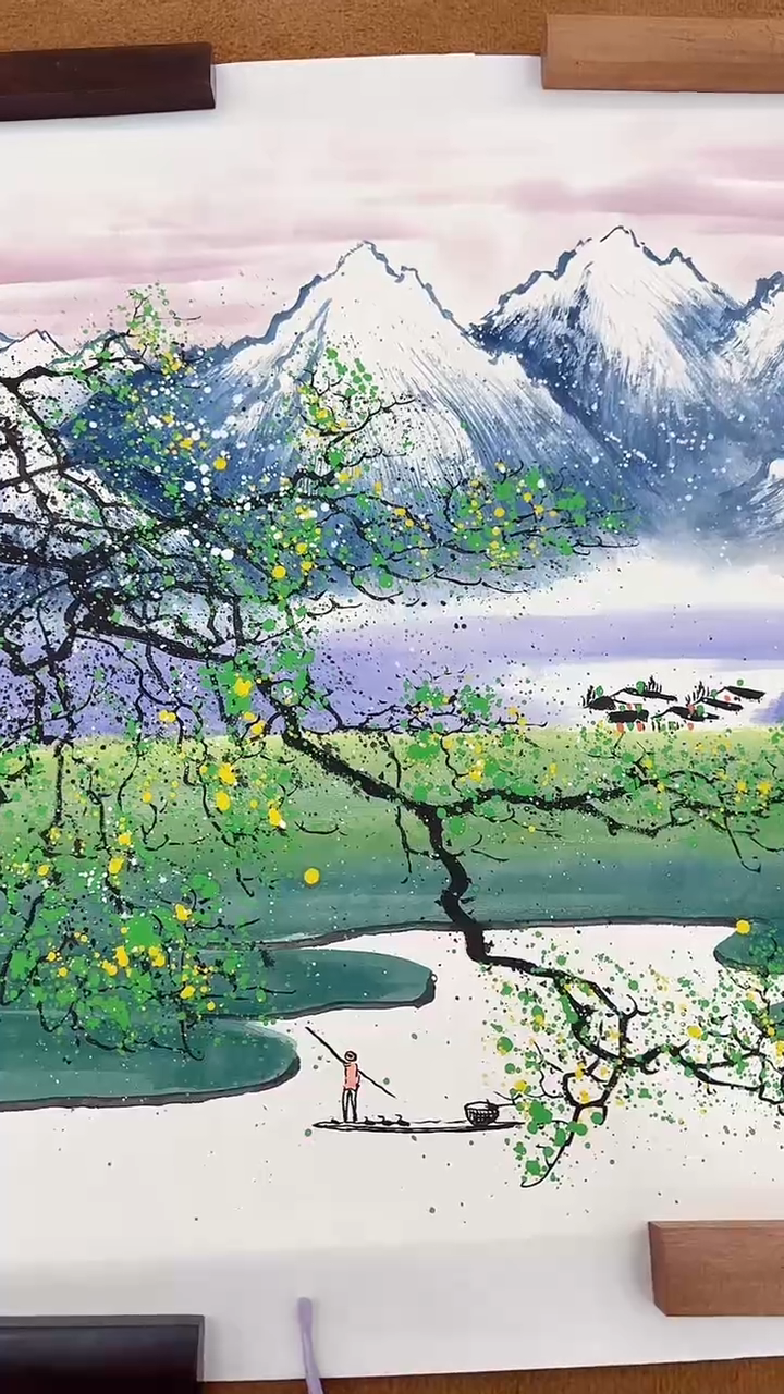 书法11-30-14醒老师4平尺雪山系列国画作品