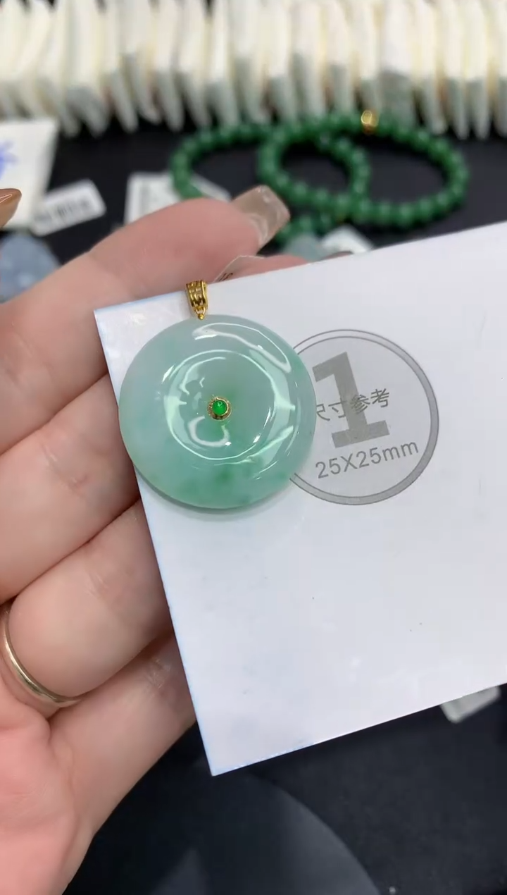 吊坠(不含链)18K金镶嵌翡翠11