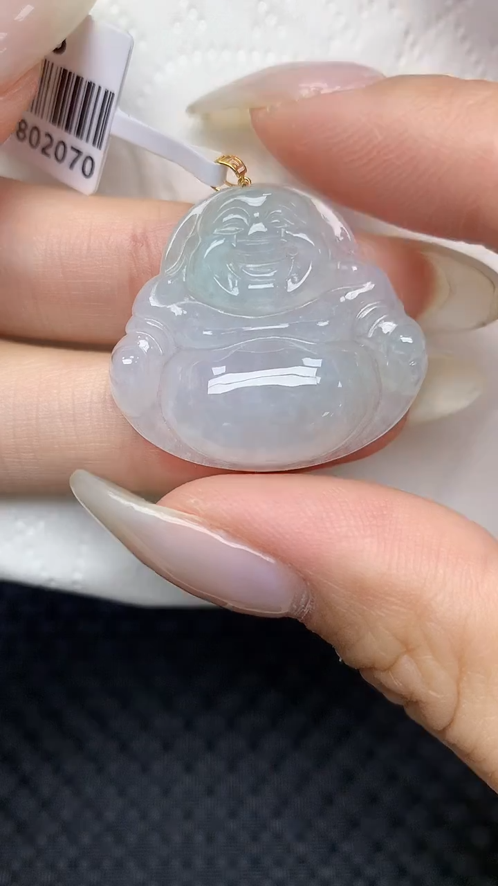 翡翠18K金镶嵌颈饰天然翡翠a货