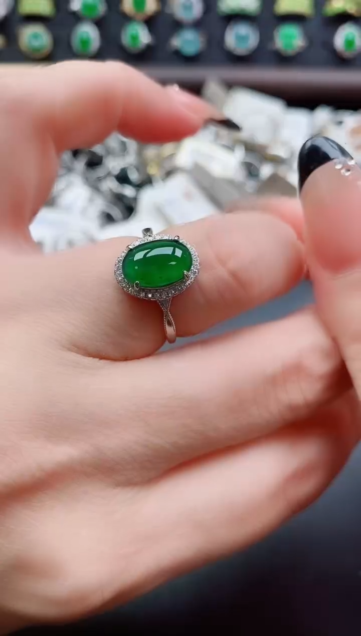 银S925镶嵌戒指翡翠1