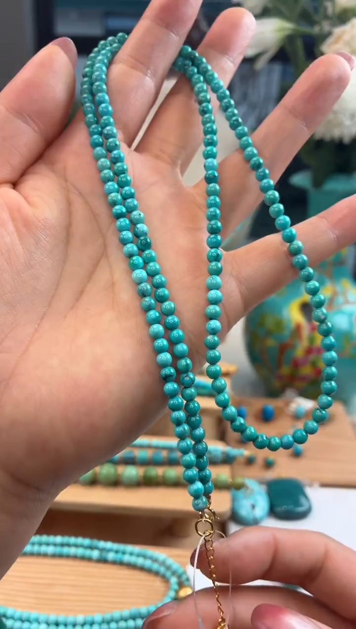 银S925镀金镶嵌绿松石项链1