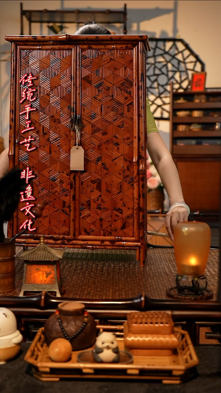 魔**花纯手工黑湘妃精品收纳柜