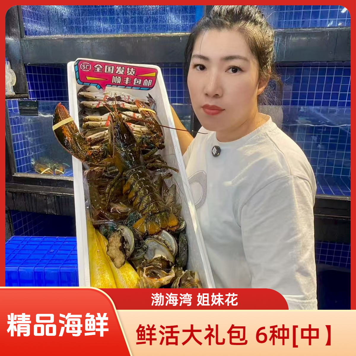鲜活海鲜大礼包6种高档海鲜搭配(中）【保鲜保肥不保活】顺丰包邮