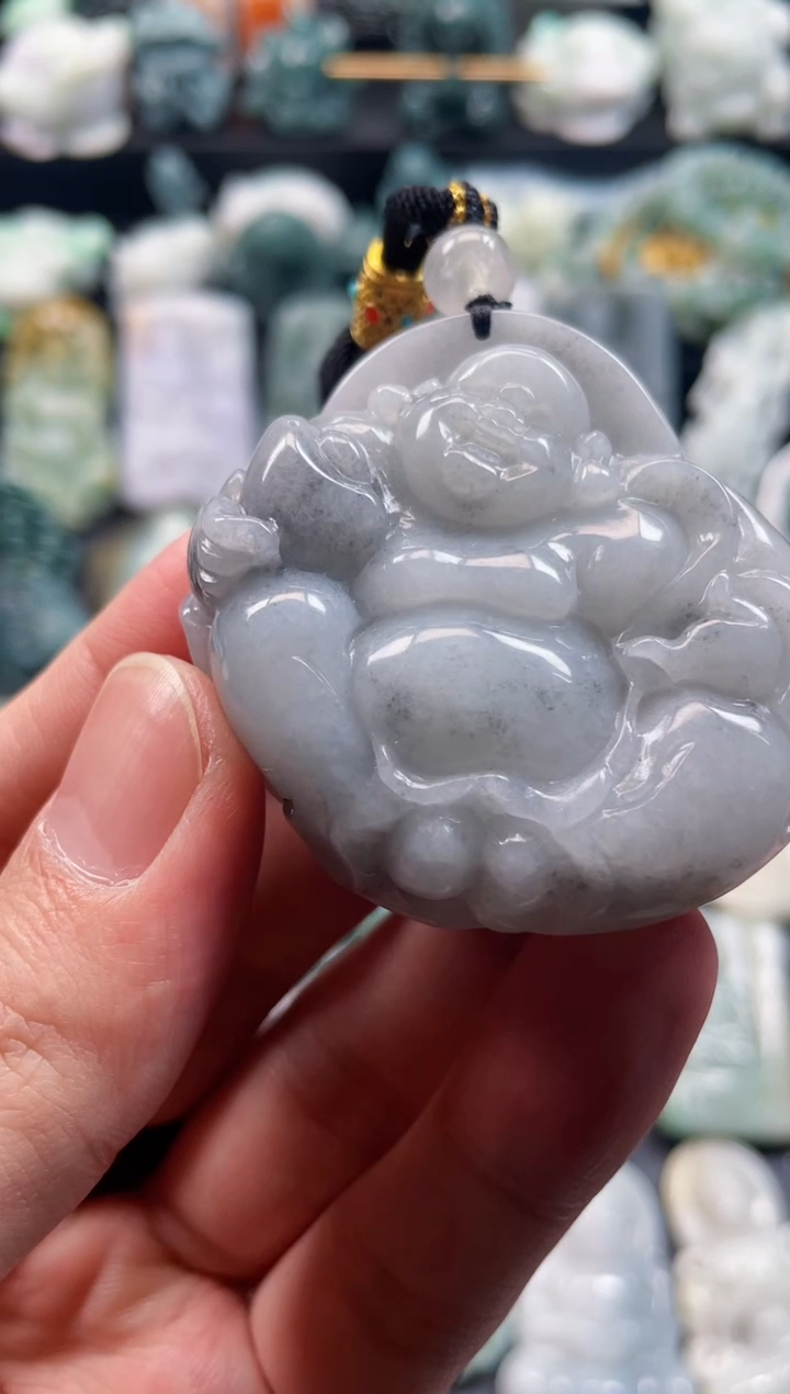 颈饰未镶嵌翡翠2  天然翡翠a货  弥勒佛