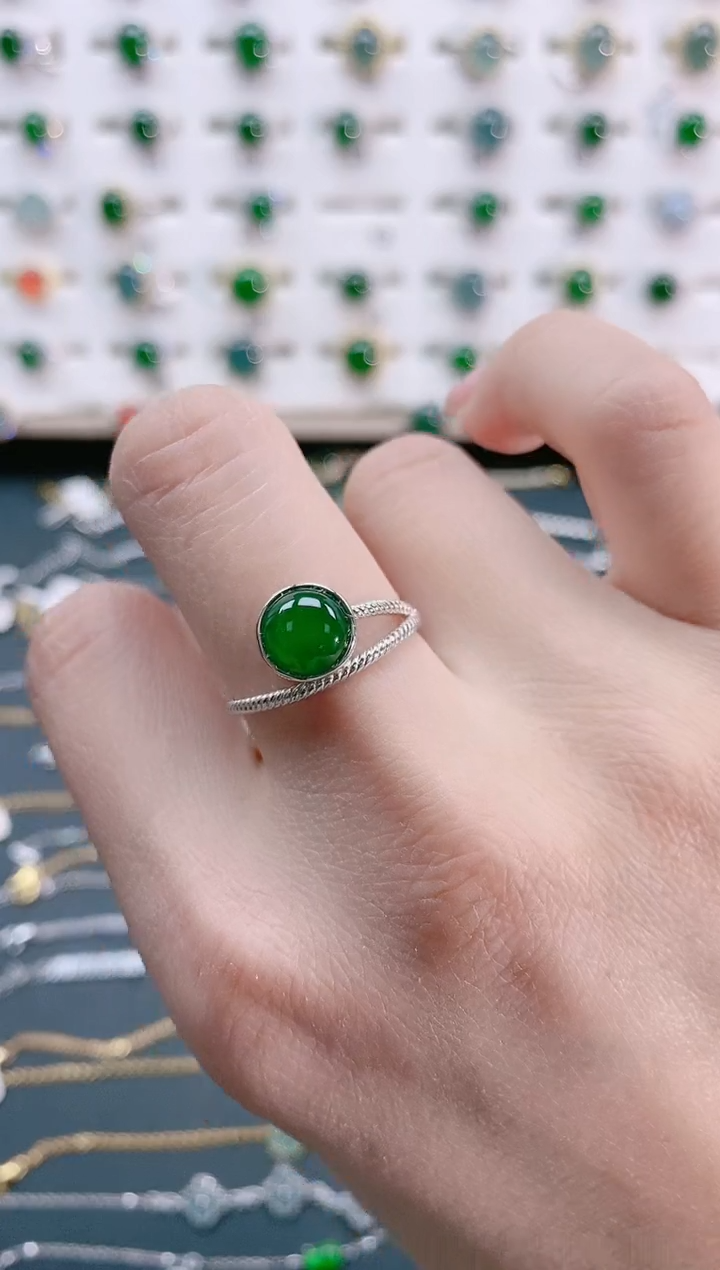 【闪购商品】翡翠戒指银S925镶嵌天然翡翠