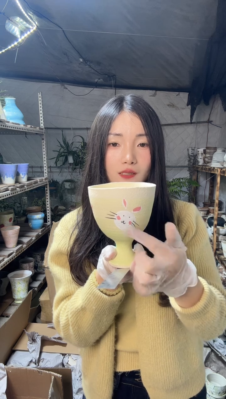 无花朵编号 737   景德镇手工手绘花盆