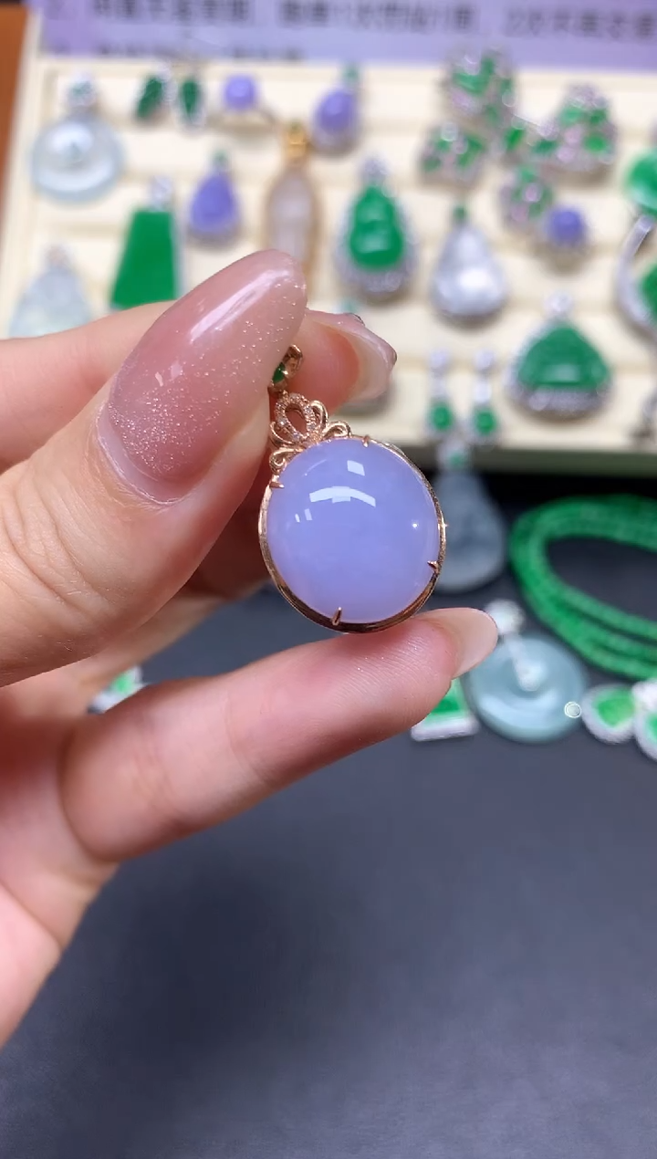 【闪购商品】翡翠吊坠(不含链)18K金镶嵌吊坠|3900+390