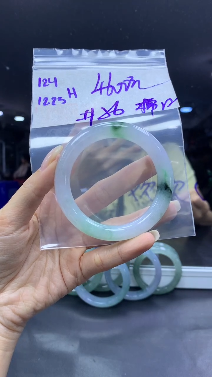 未镶嵌定制翡翠124手镯56棉纹+4600元+拍一发一