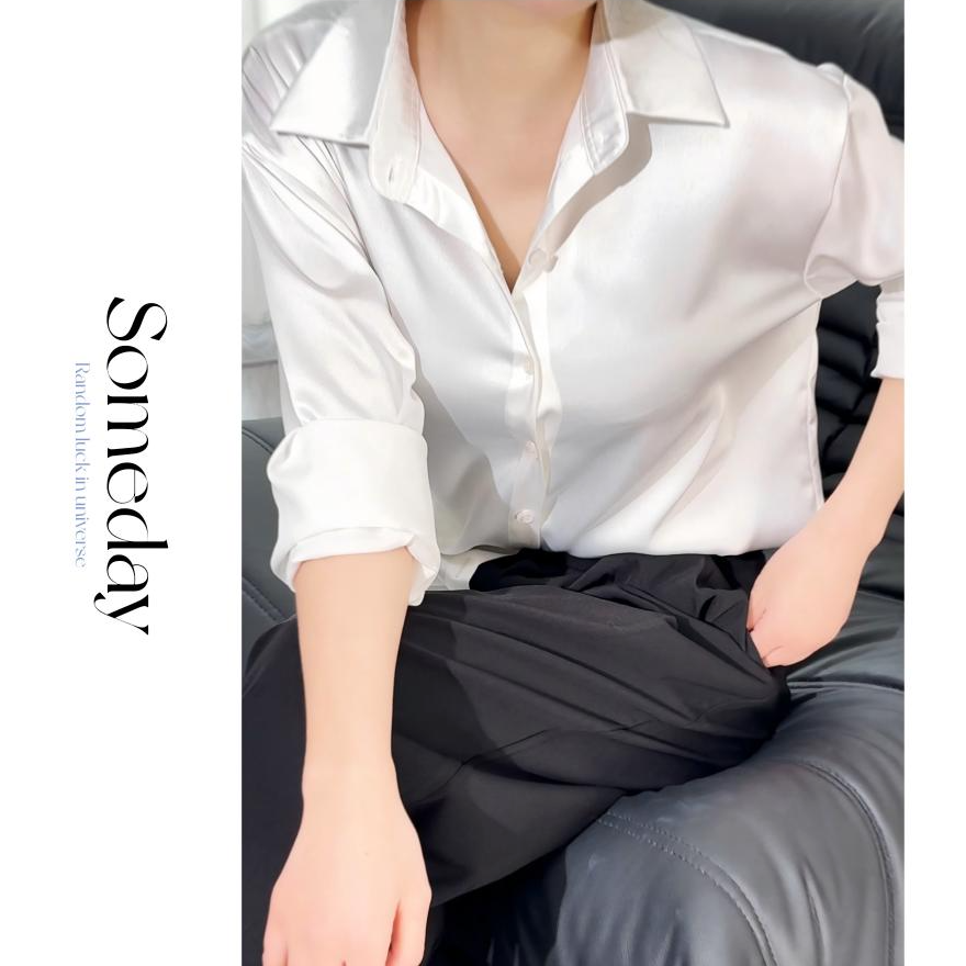 木槿芸法式立领基础版缎面通勤百搭时尚气质款女衬衣白衬衫MJ-101