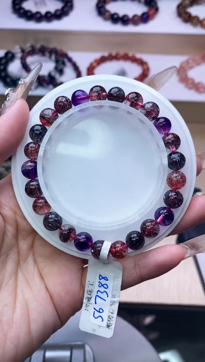 【闪购商品】水晶手链未镶嵌黑加仑超七单圈7m+