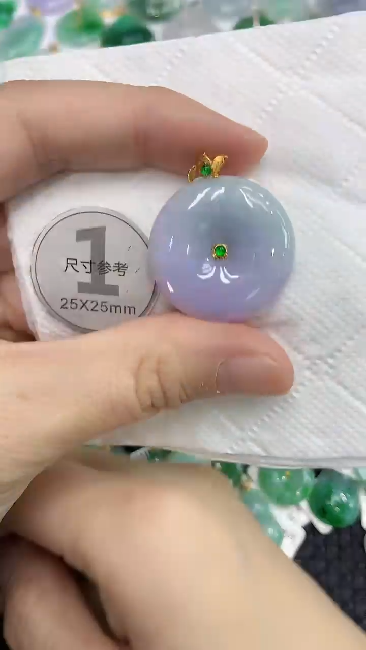 颈饰18K金镶嵌翡翠a货支持复检百元以上9元证书费自理