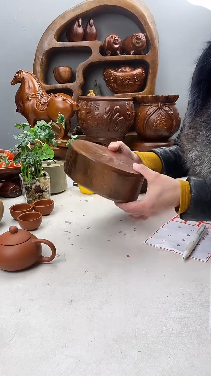 香樟木A3侘寂原木墩墩/尺寸16*16*6