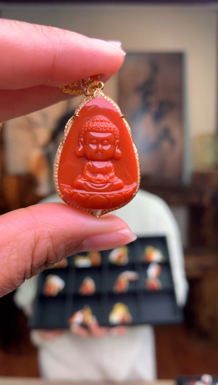 未镶嵌吊坠南红玛瑙宝宝佛吊坠