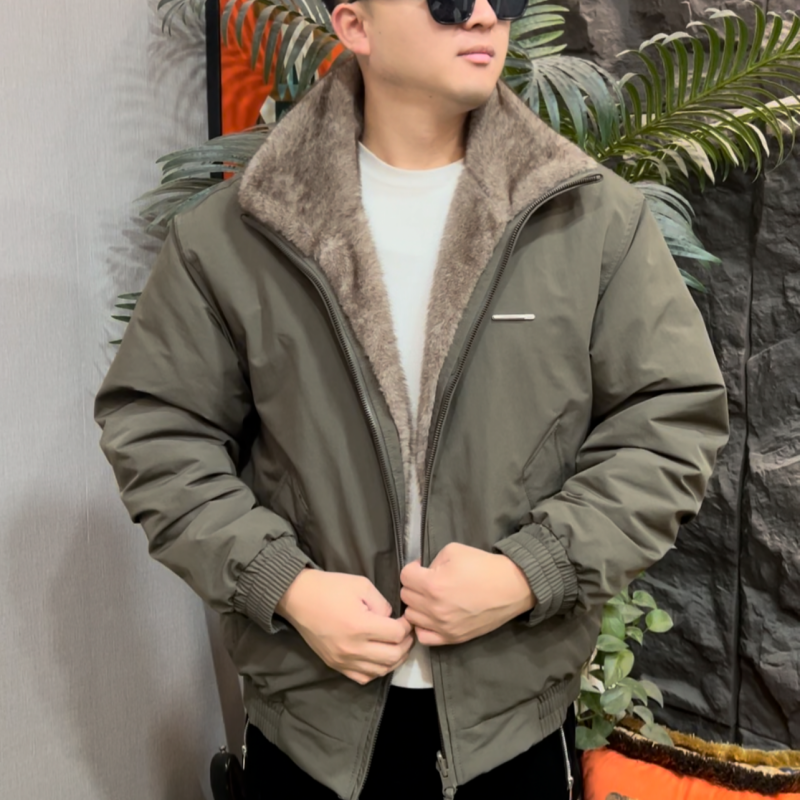 173009 899男士新款休闲时尚百搭正反双面穿棉服外套