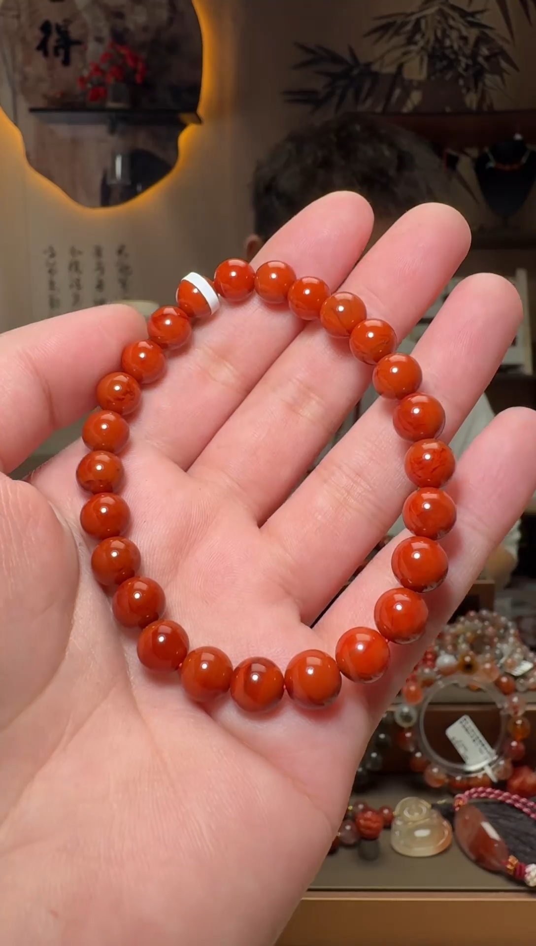 未镶嵌原矿无优化无注胶手串南红玛瑙一条7.5mm+