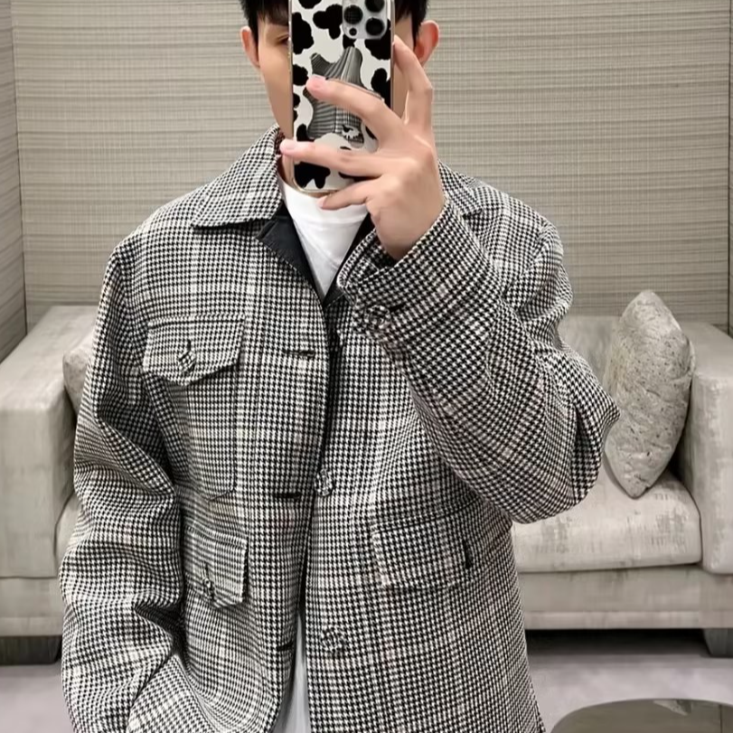 未使用 DIOR/迪奥 Dior 迪奥男士千鸟格外套124863