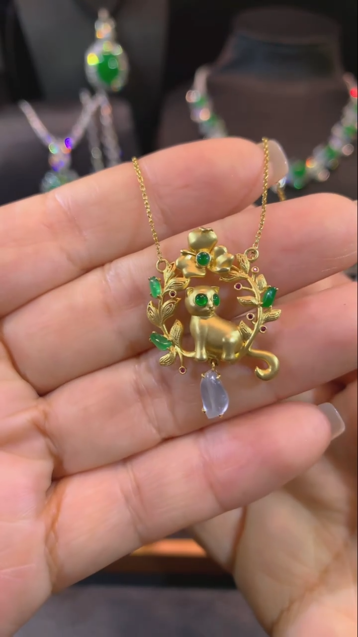 翡翠18K金镶嵌吊坠(赠链)吊坠