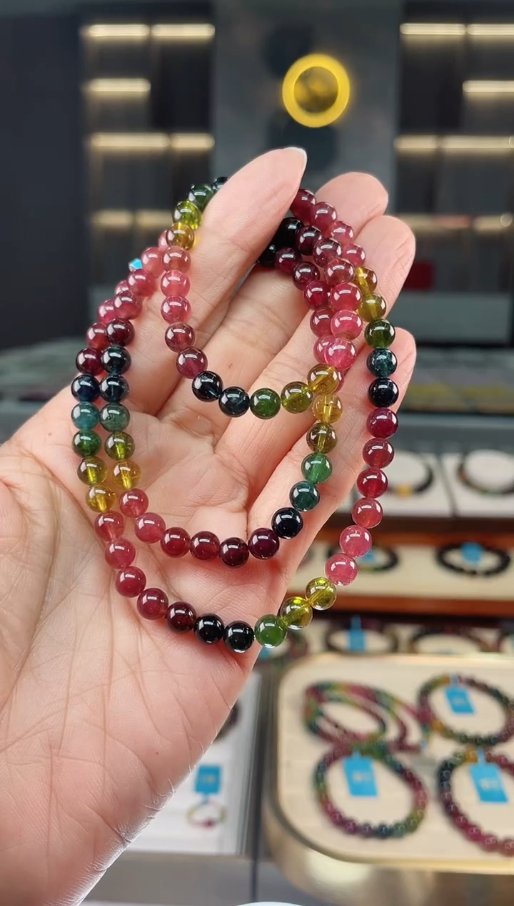 【闪购商品】碧玺三圈手串未镶嵌（多样性发一条）Q