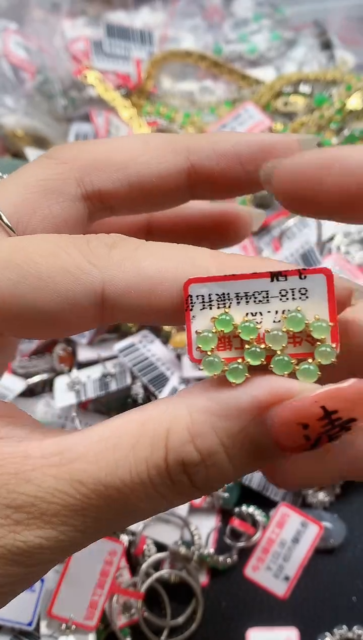 银S925镶嵌戒指翡翠天然A货缅甸翡翠