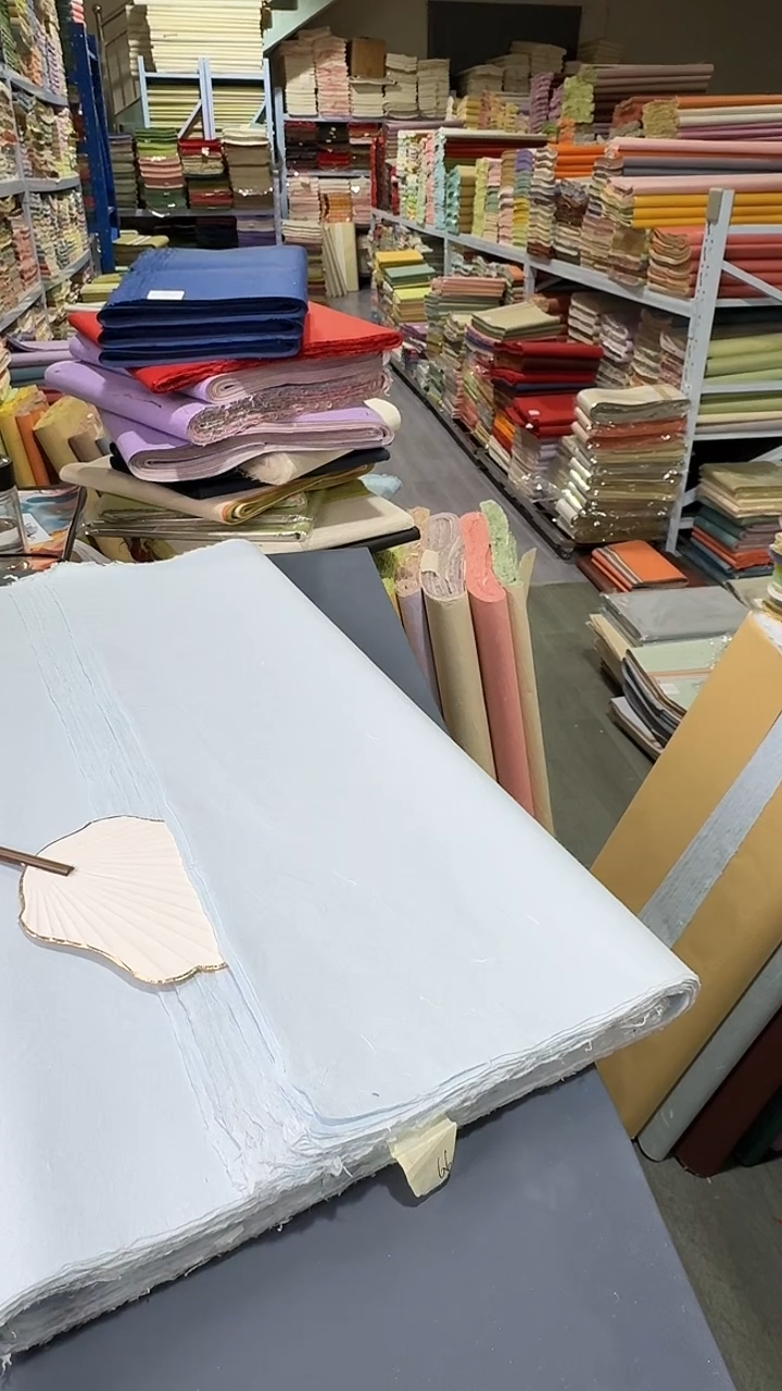 纯手工四尺整张50张天空蓝楮皮笺