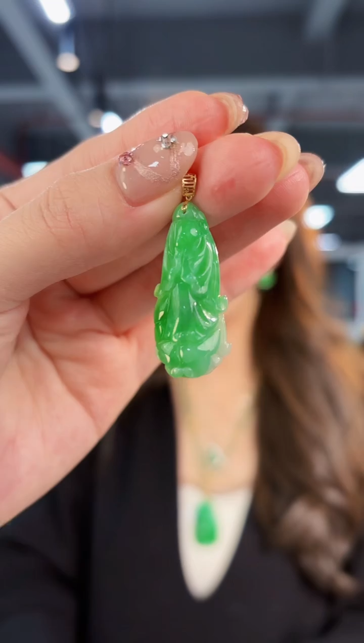 【闪购商品】翡翠颈饰18K金镶嵌缅料A货/支持复检/一件