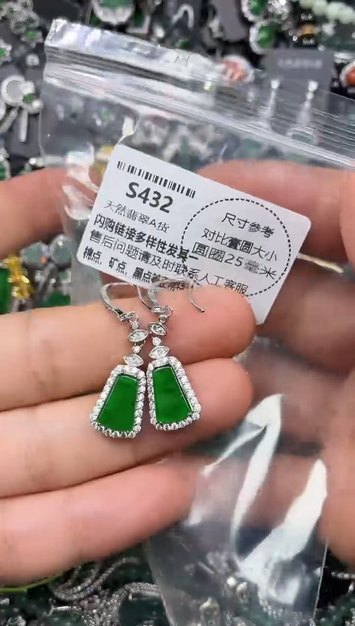 颈饰未镶嵌翡翠S432耳钩