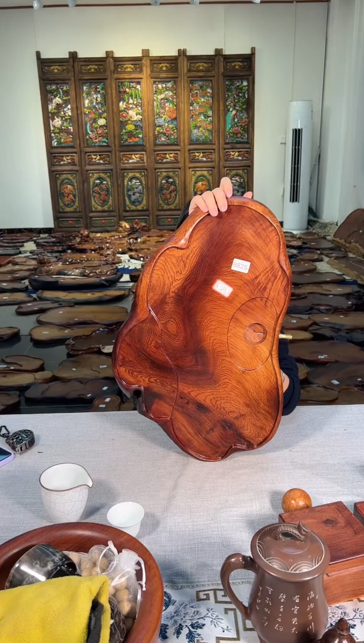 【闪购商品】大果紫檀（缅甸花梨）茶盘8825