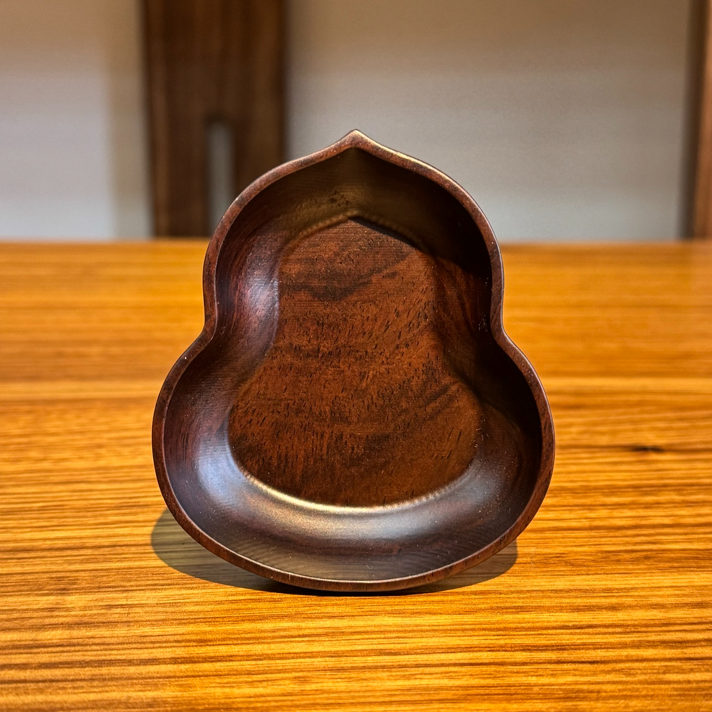 灵源山房严选 金丝楠木 黑檀木 葫芦茶则 9*8*2cm